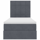 vidaXL Ágy tárolóval és LED lámpával Sötétszürke 90 x 190 cm Bársony