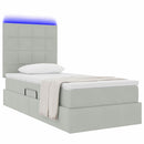 vidaXL Ágy tárolóval és LED lámpával Világosszürke 90 x 200 cm Bársony