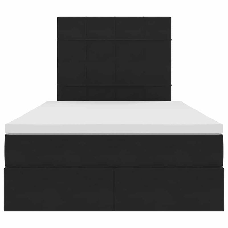 vidaXL Ágy tárolóval és LED lámpával Fekete 120 x 190 cm Bársony