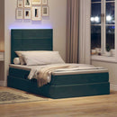 vidaXL Ágy tárolóval és LED lámpával Sötétzöld 120 x 200 cm Bársony