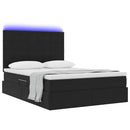 vidaXL LED tárolós ágy matraccal Fekete 140 x 190 cm Bársony