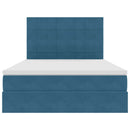 vidaXL Ágy tárolóval és LED lámpával Sötét kék 140 x 190 cm Bársony