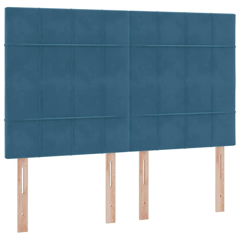 vidaXL Ágy tárolóval és LED lámpával Sötét kék 140 x 190 cm Bársony