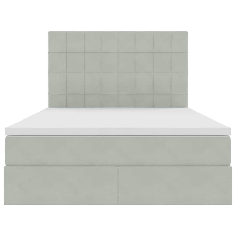 vidaXL Ágy tárolóval és LED lámpával Világosszürke 140 x 200 cm