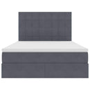 vidaXL Ágy tárolóval és LED lámpával Sötétszürke 140 x 200 cm Bársony