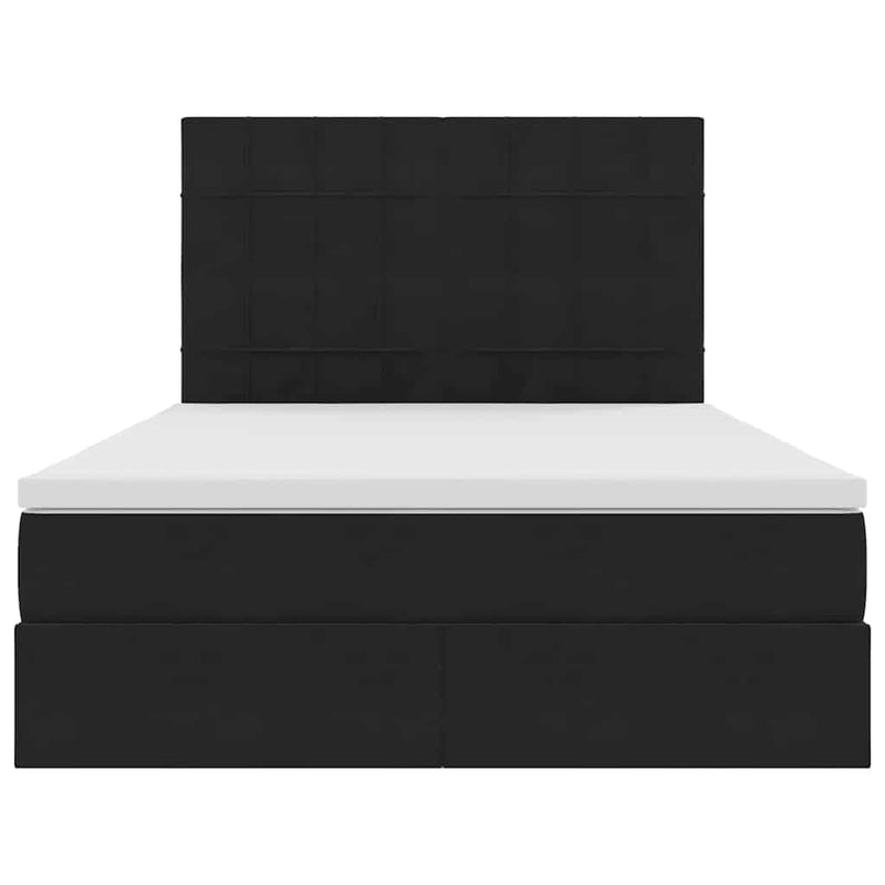 vidaXL Ágy tárolóval és LED lámpával Fekete 140 x 200 cm Bársony