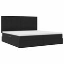 vidaXL LED tárolós ágy matraccal Fekete 200 x 200 cm Bársony