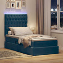 vidaXL LED tárolós ágy matraccal Sötét kék 90 x 190 cm Bársony