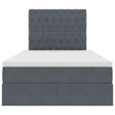 vidaXL Ágy tárolóval és LED lámpával Sötétszürke 120 x 190 cm Bársony