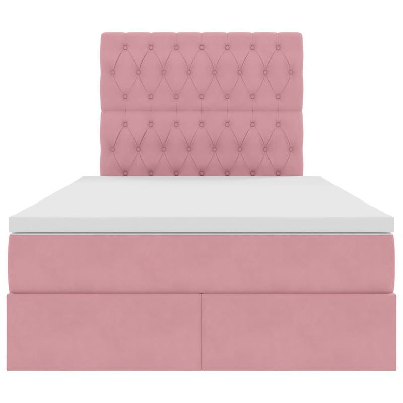 vidaXL Ágy tárolóval és LED lámpával Rózsaszín 120 x 190 cm Bársony