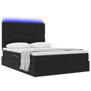vidaXL LED tárolós ágy matraccal Fekete 140 x 190 cm Bársony