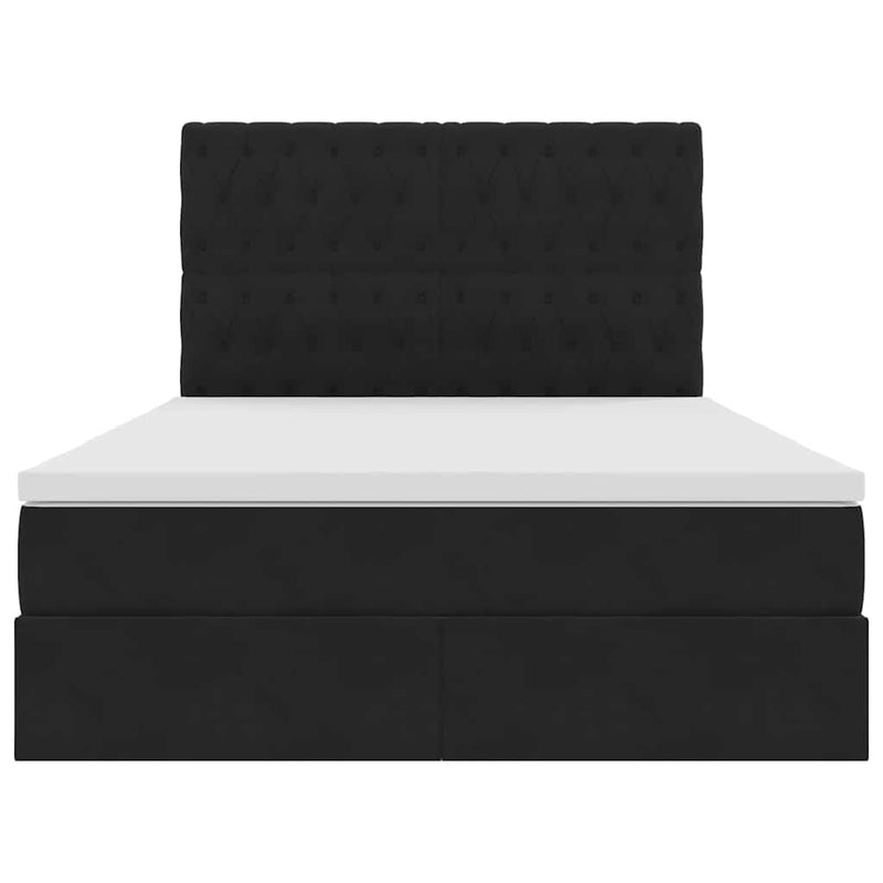 vidaXL Ágy tárolóval és LED lámpával Fekete 140 x 200 cm Bársony