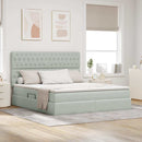 vidaXL Ágy tárolóval és LED lámpával Világosszürke 180 x 200 cm