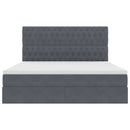 vidaXL Ágy tárolóval és LED lámpával Sötétszürke 180 x 200 cm Bársony