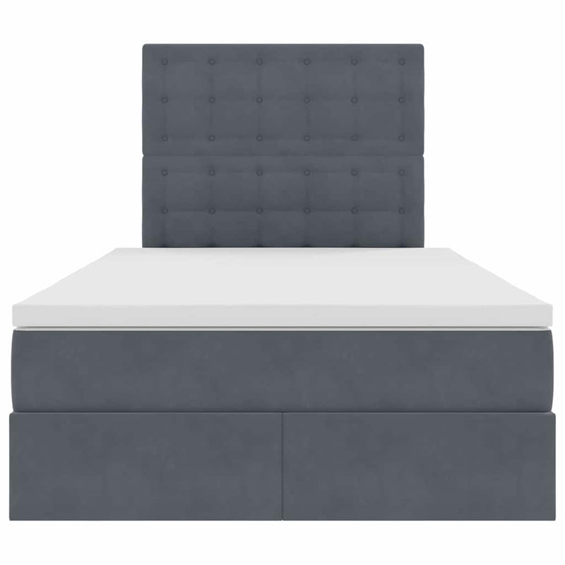 vidaXL Ágy tárolóval és LED lámpával Sötétszürke 120 x 190 cm Bársony