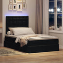 vidaXL Ágy tárolóval és LED lámpával Fekete 120 x 190 cm Bársony