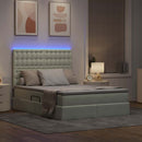 vidaXL Ágy tárolóval és LED lámpával leddel Világosszürke 140 x 190 cm