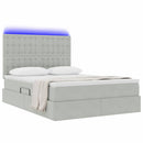vidaXL Ágy tárolóval és LED lámpával leddel Világosszürke 140 x 190 cm