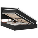 vidaXL Ágy tárolóval és LED lámpával Fekete 140 x 190 cm Bársony