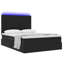 vidaXL Ágy tárolóval és LED lámpával Fekete 140 x 190 cm Bársony