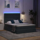 vidaXL Ágy tárolóval és LED lámpával Sötétszürke 140 x 200 cm Bársony