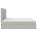 vidaXL Ágy tárolóval és LED lámpával Világosszürke 200 x 200 cm