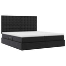 vidaXL Ágy tárolóval és LED lámpával Fekete 180 x 200 cm Műbőr
