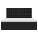 vidaXL Ágy tárolóval és LED lámpával Fekete 180 x 200 cm Műbőr