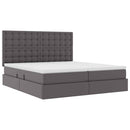 vidaXL Ágy tárolóval és LED lámpával Szürke 180 x 200 cm Műbőr