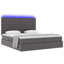 vidaXL Ágy tárolóval és LED lámpával Szürke 180 x 200 cm Műbőr