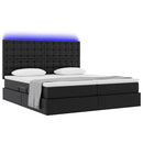 vidaXL Ágy tárolóval és LED lámpával Fekete 200 x 200 cm Műbőr