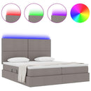 vidaXL Ágy LED szalagokkal fejtámlával Tópszínű 180 x 200 cm szövet