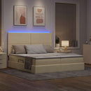 vidaXL LED tárolós ágy matraccal Krém 180 x 200 cm Szövet