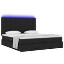vidaXL Ágy LED szalagokkal fejtámlával Fekete 180 x 200 cm szövet