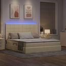vidaXL Ágy LED szalagokkal fejtámlával Krém 180 x 200 cm szövet