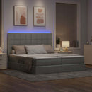 vidaXL Ágy LED szalagokkal tárolóval Világosszürke 200 x 200 cm szövet