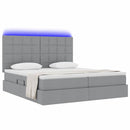 vidaXL Ágy LED szalagokkal tárolóval Világosszürke 200 x 200 cm szövet