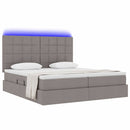 vidaXL Ágy LED szalagokkal fejtámlával Tópszínű 200 x 200 cm szövet