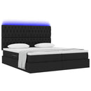 vidaXL Ágy LED szalagokkal fejtámlával Fekete 200 x 200 cm szövet