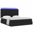 vidaXL Ágy LED -es lámpákkal fejtámlával Fekete 200 x 200 cm szövet