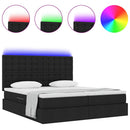 vidaXL Ágy LED -es lámpákkal fejtámlával Fekete 200 x 200 cm szövet