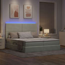 vidaXL Ágy LED szalagokkal Világosszürke 200 x 200 cm Bársony