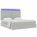 vidaXL Ágy LED szalagokkal Világosszürke 200 x 200 cm Bársony
