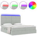vidaXL Ágy LED szalagokkal Világosszürke 200 x 200 cm Bársony