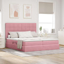 vidaXL LED tárolós ágy matraccal Rózsaszín 200 x 200 cm Bársony