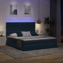 vidaXL LED tárolós ágy matraccal Sötét kék 180 x 200 cm Bársony