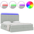 vidaXL LED tárolós ágy matraccal Világosszürke 180 x 200 cm Bársony