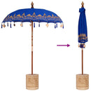 vidaXL Balinéz napernyő alappal Kék 185 x 185 x 260 cm Pamut