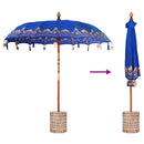 vidaXL Balinéz napernyő alappal Kék 215 x 215 x 260 cm Pamut