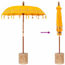 vidaXL Balinéz napernyő alappal Sárga 185 x 185 x 260 cm Pamut